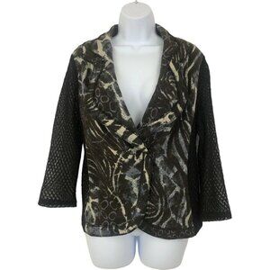 Alberto Makali Womens Size Medium Mixed Media Mesh Sleeve Back Jacket